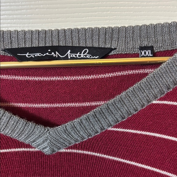 Travis Mathew Burgundy and Gray Striped Sweater - Picture 3 of 5